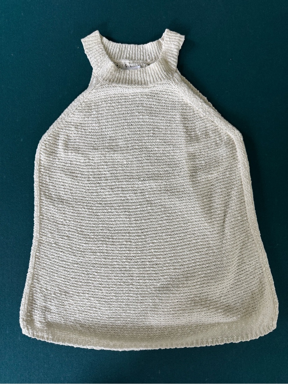 Roan + Ryan Evereve Ivory Cotton Mock Neck Halter Knit Sweater Tank Size Large